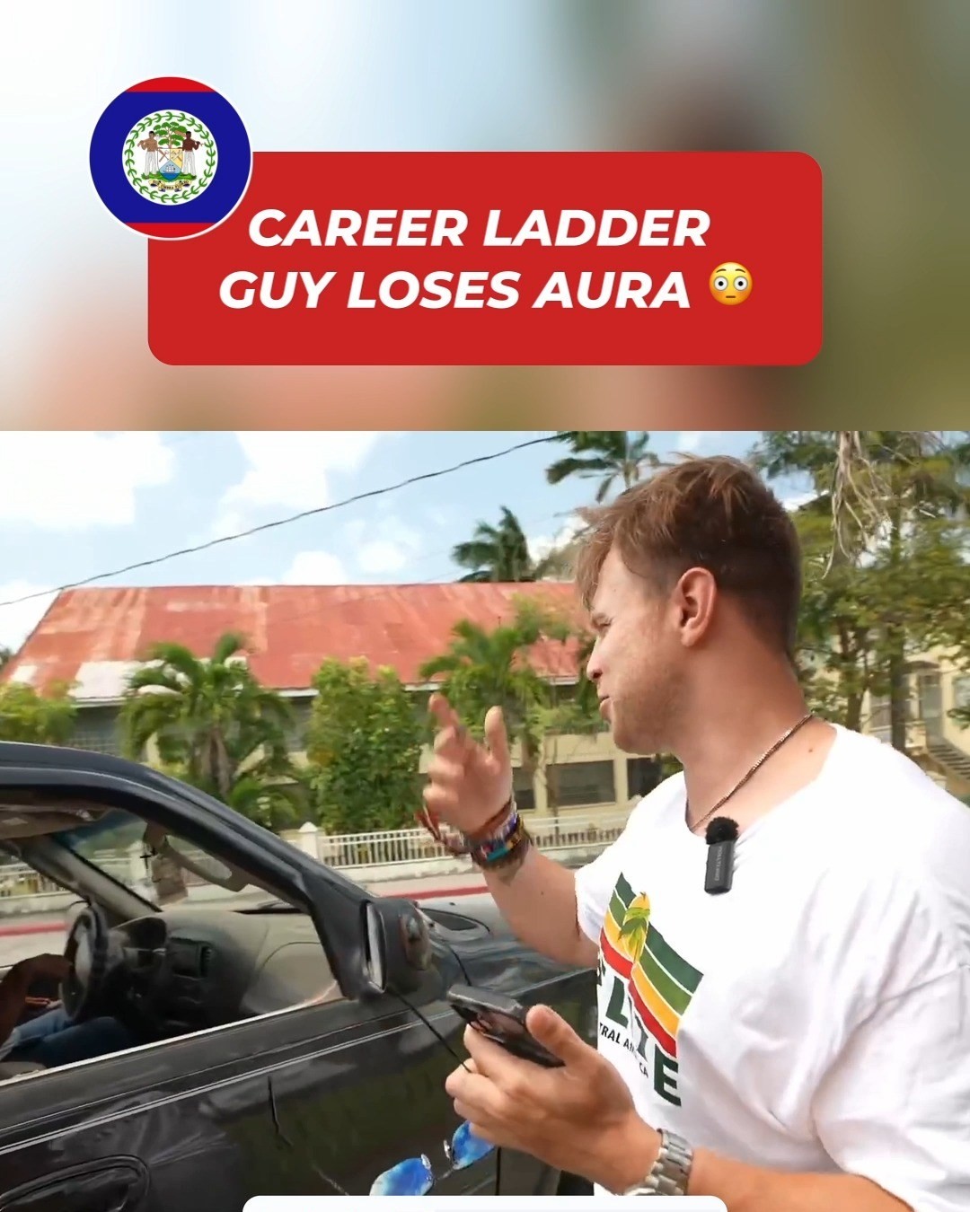 Edited highlight clip captioned Career Ladder Guy Loses Aura, filmed in Belize